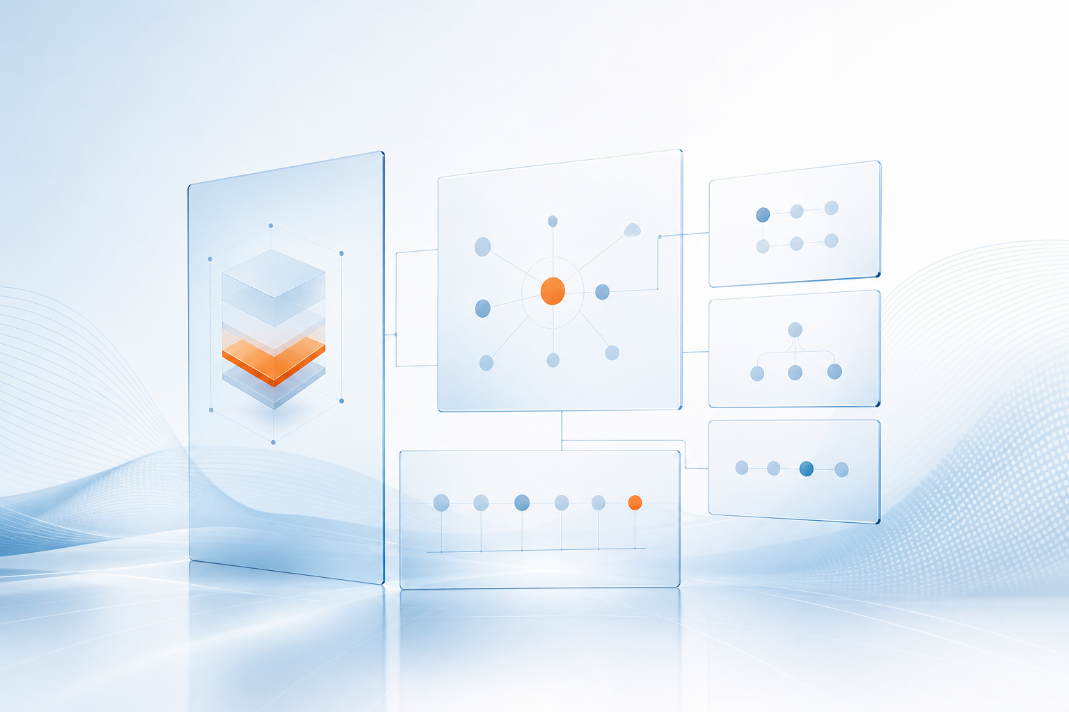 Structured Blue Nodes With Orange Accent