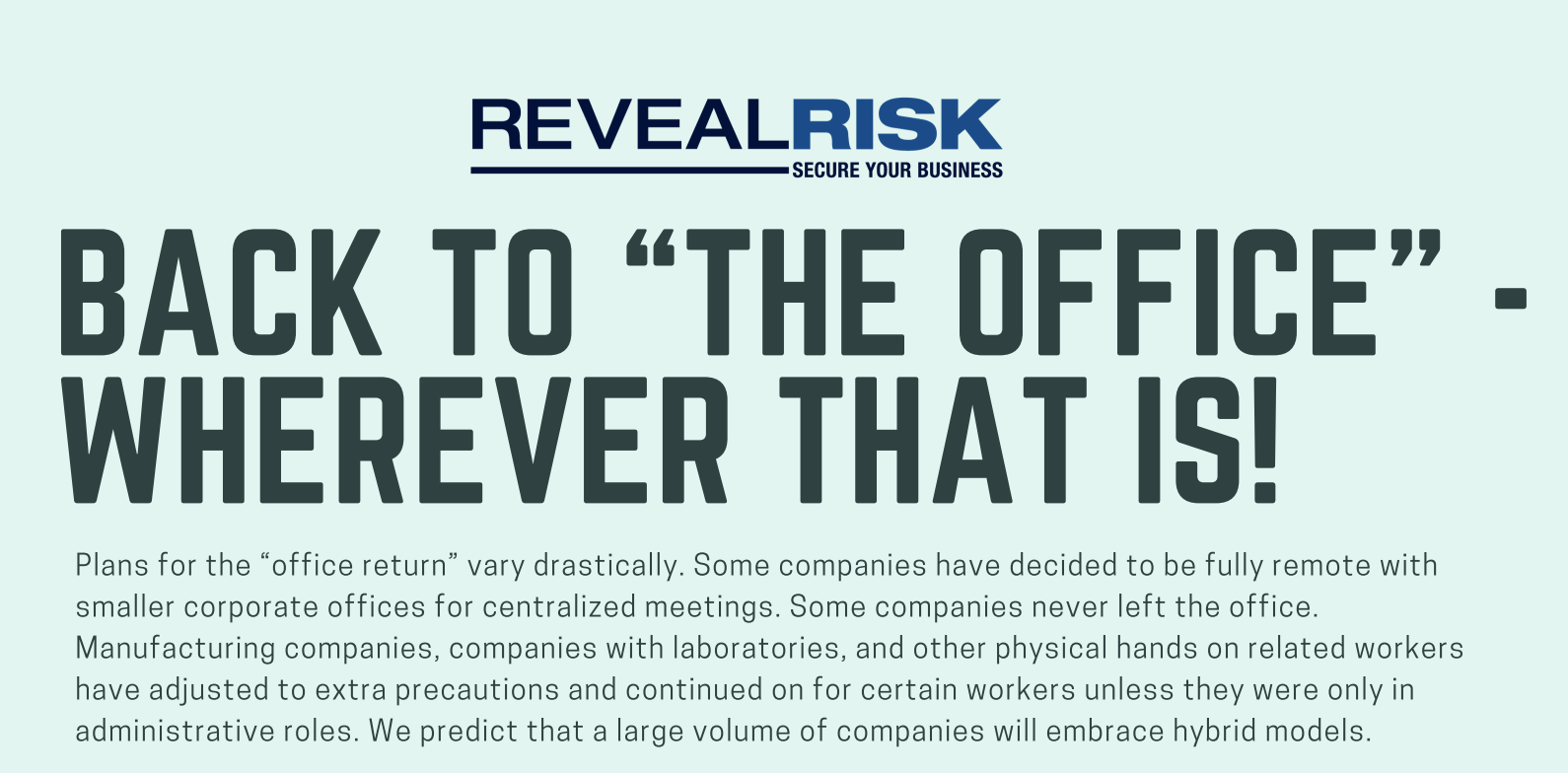 Back to “The Office” – Wherever that is!