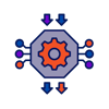 Gear icon with nodes and arrows