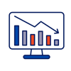 Computer monitor with declining trend in bar graph