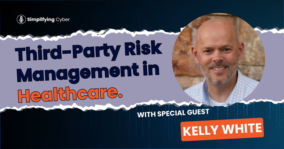 CEO of RiskRecon Kelly White is pictured against a purple background.